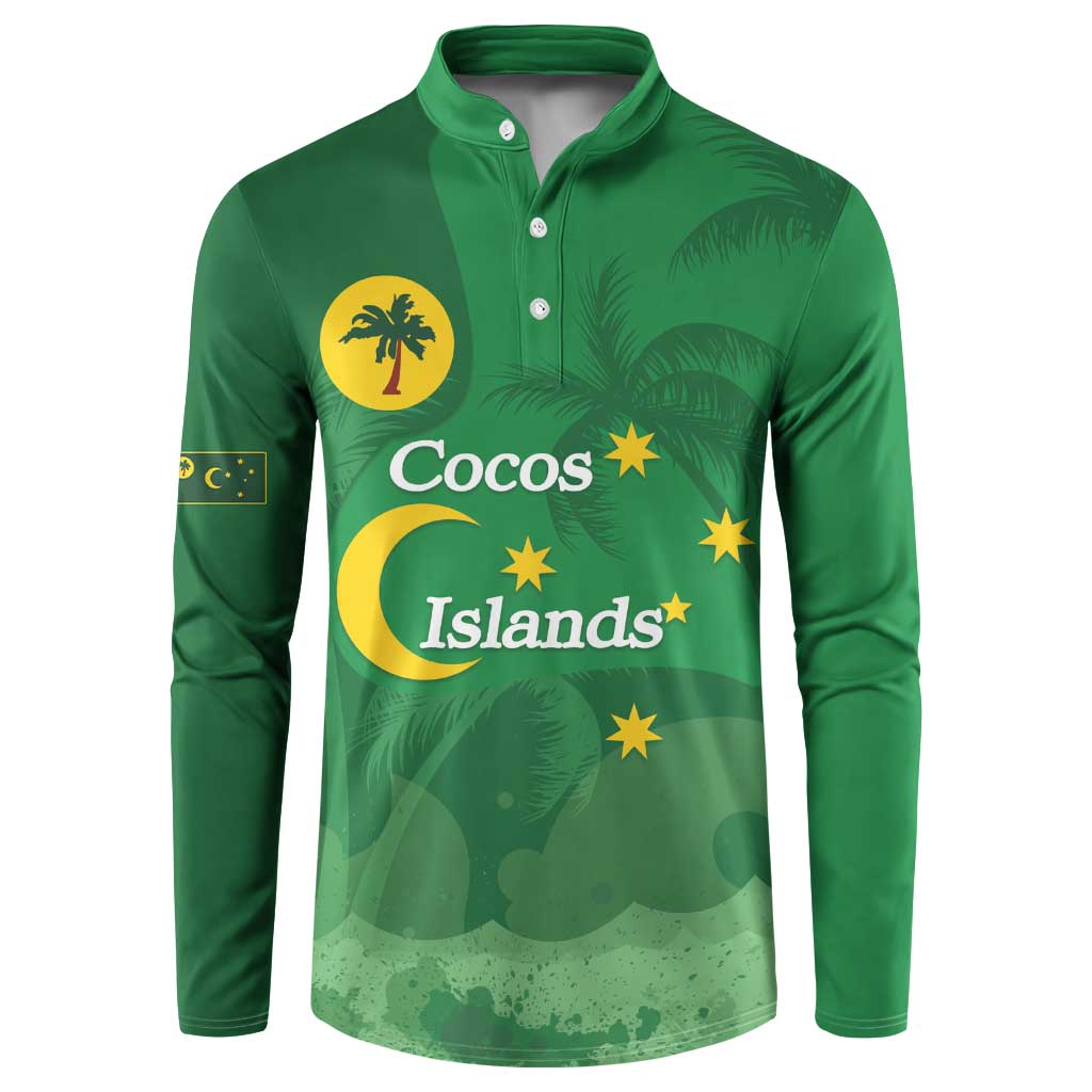 Australia Cocos Keeling Islands Button Sweatshirt Southern Cross Palm Tree Pattern - Aussie Hoodie