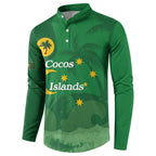 Australia Cocos Keeling Islands Button Sweatshirt Southern Cross Palm Tree Pattern - Aussie Hoodie