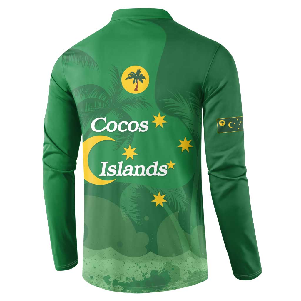 Australia Cocos Keeling Islands Button Sweatshirt Southern Cross Palm Tree Pattern - Aussie Hoodie