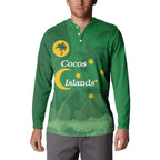 Australia Cocos Keeling Islands Button Sweatshirt Southern Cross Palm Tree Pattern - Aussie Hoodie