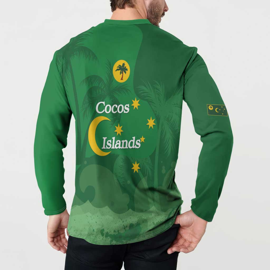 Australia Cocos Keeling Islands Button Sweatshirt Southern Cross Palm Tree Pattern - Aussie Hoodie