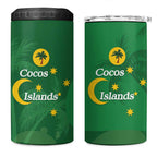 Australia Cocos Keeling Islands 4 in 1 Can Cooler Tumbler Southern Cross Palm Tree Pattern - Aussie Hoodie