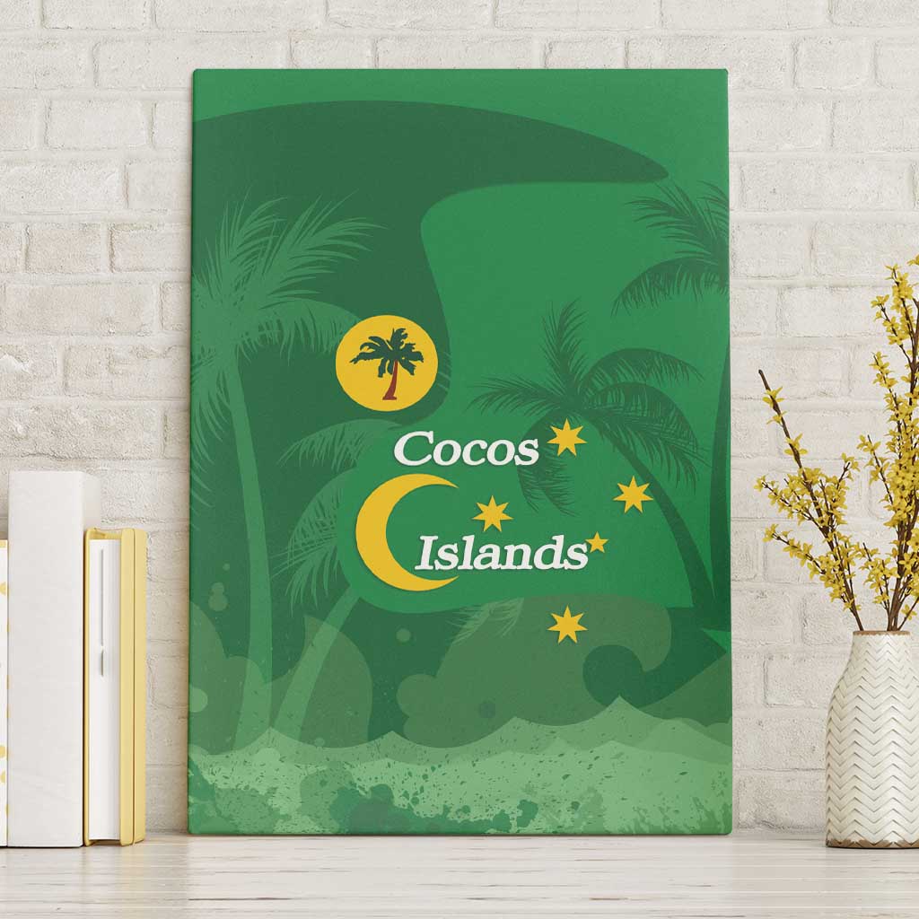 Australia Cocos Keeling Islands Canvas Wall Art Southern Cross Palm Tree Pattern - Aussie Hoodie