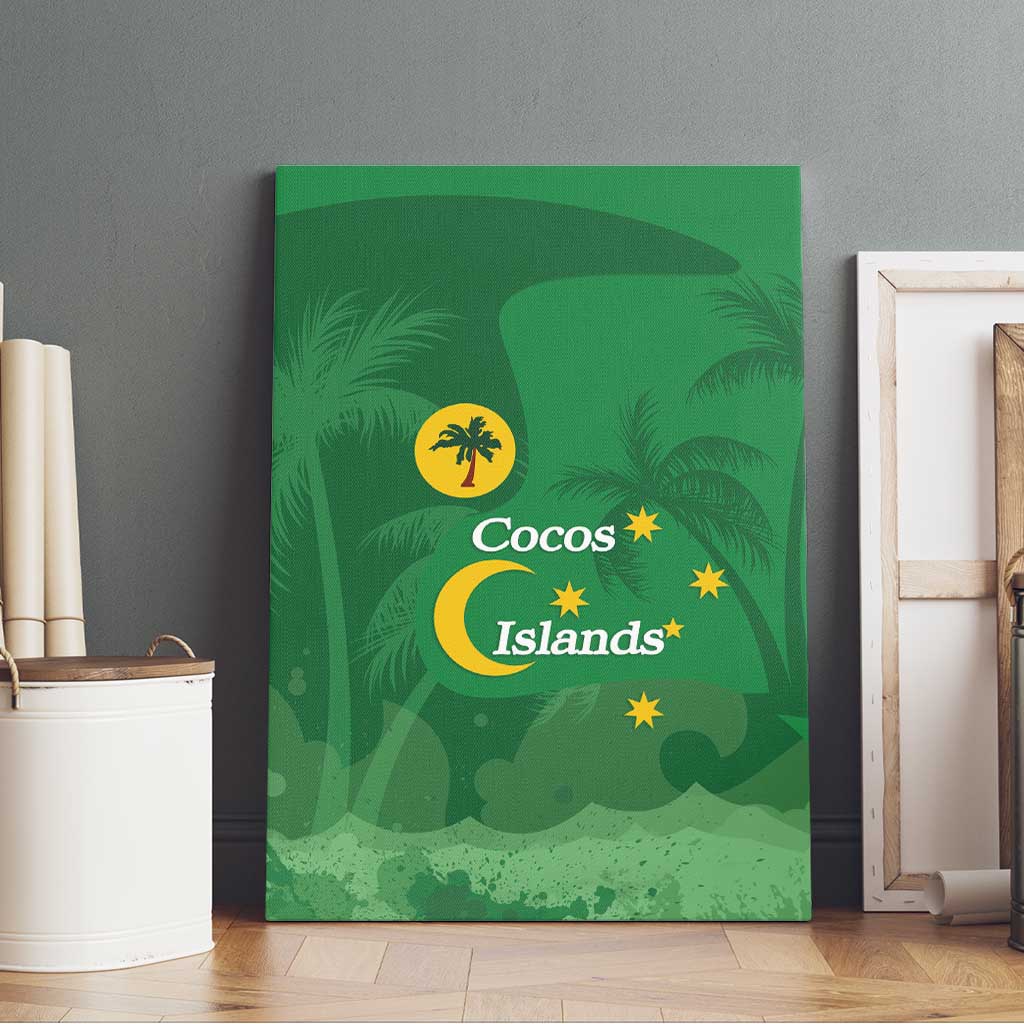 Australia Cocos Keeling Islands Canvas Wall Art Southern Cross Palm Tree Pattern - Aussie Hoodie