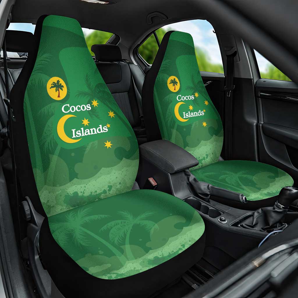 Australia Cocos Keeling Islands Car Seat Cover Southern Cross Palm Tree Pattern - Aussie Hoodie
