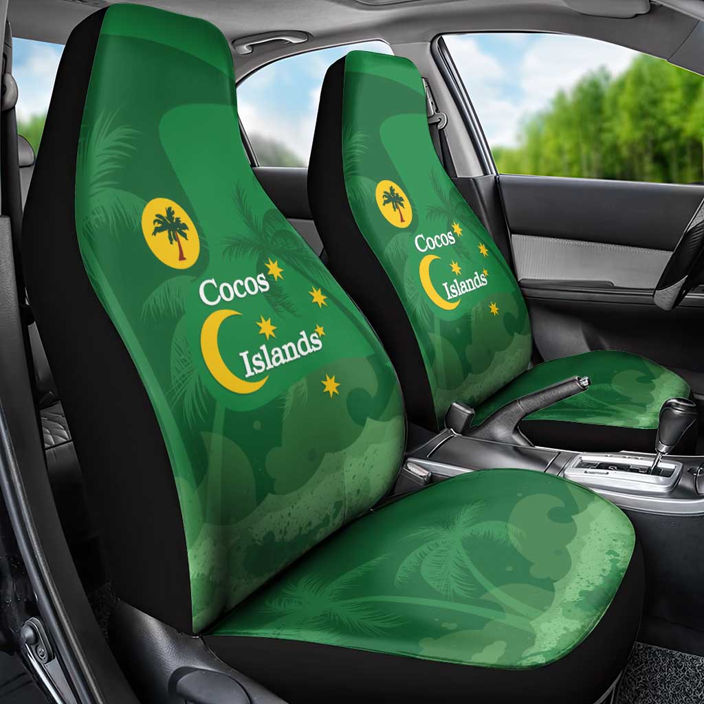 Australia Cocos Keeling Islands Car Seat Cover Southern Cross Palm Tree Pattern - Aussie Hoodie