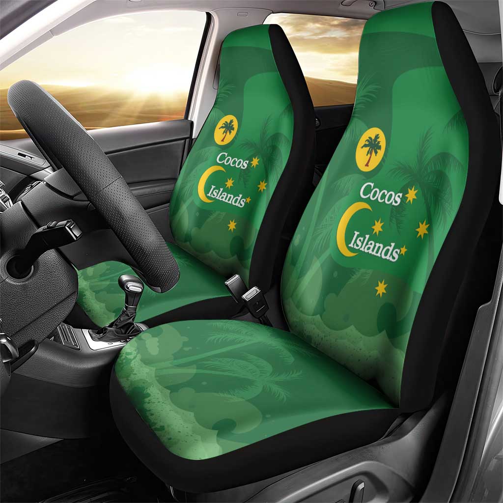 Australia Cocos Keeling Islands Car Seat Cover Southern Cross Palm Tree Pattern - Aussie Hoodie