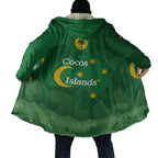 Australia Cocos Keeling Islands Cloak Southern Cross Palm Tree Pattern - Aussie Hoodie