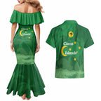 Australia Cocos Keeling Islands Couples Matching Mermaid Dress and Hawaiian Shirt Southern Cross Palm Tree Pattern - Aussie Hoodie
