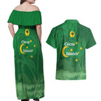 Australia Cocos Keeling Islands Couples Matching Off Shoulder Maxi Dress and Hawaiian Shirt Southern Cross Palm Tree Pattern - Aussie Hoodie