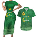 Australia Cocos Keeling Islands Couples Matching Short Sleeve Bodycon Dress and Hawaiian Shirt Southern Cross Palm Tree Pattern - Aussie Hoodie