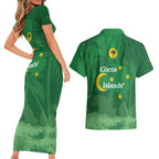 Australia Cocos Keeling Islands Couples Matching Short Sleeve Bodycon Dress and Hawaiian Shirt Southern Cross Palm Tree Pattern - Aussie Hoodie