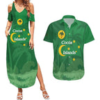 Australia Cocos Keeling Islands Couples Matching Summer Maxi Dress and Hawaiian Shirt Southern Cross Palm Tree Pattern - Aussie Hoodie