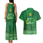 Australia Cocos Keeling Islands Couples Matching Tank Maxi Dress and Hawaiian Shirt Southern Cross Palm Tree Pattern - Aussie Hoodie