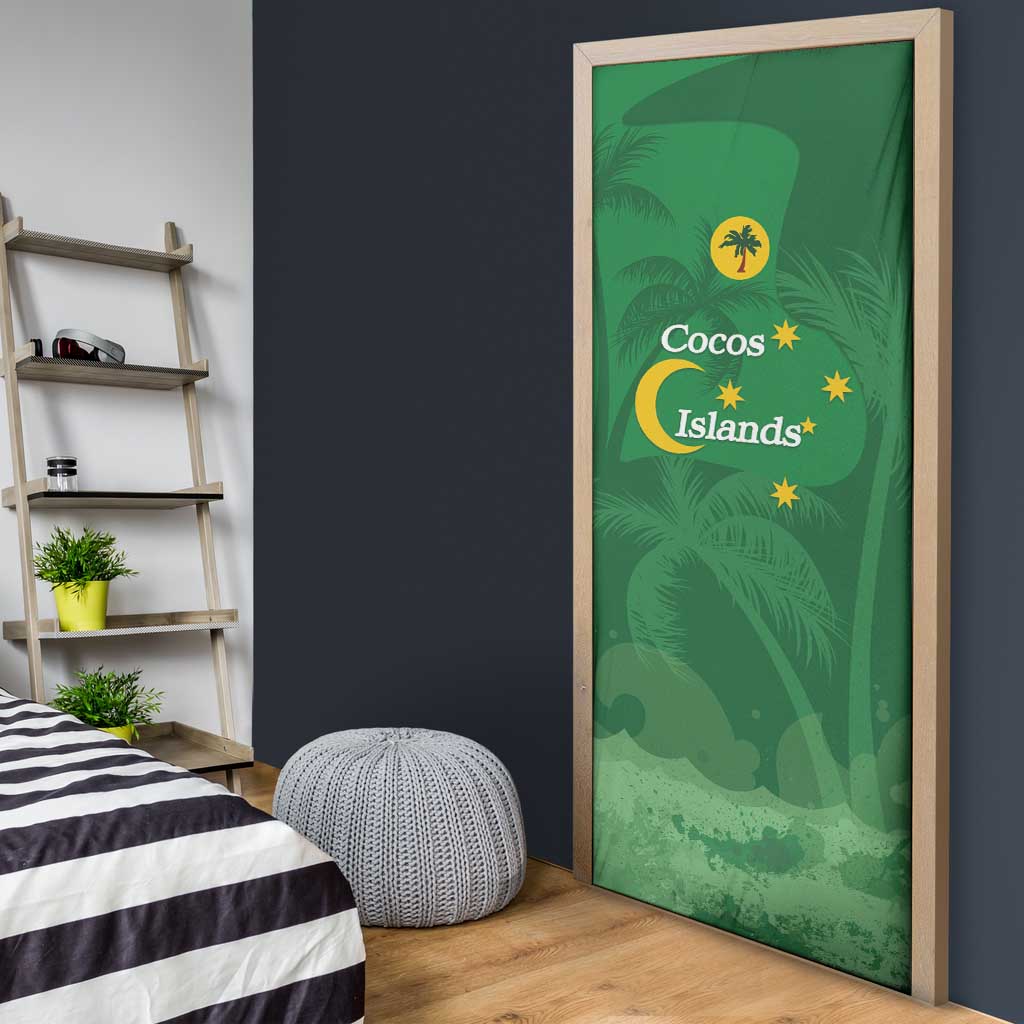 Australia Cocos Keeling Islands Door Cover Southern Cross Palm Tree Pattern - Aussie Hoodie
