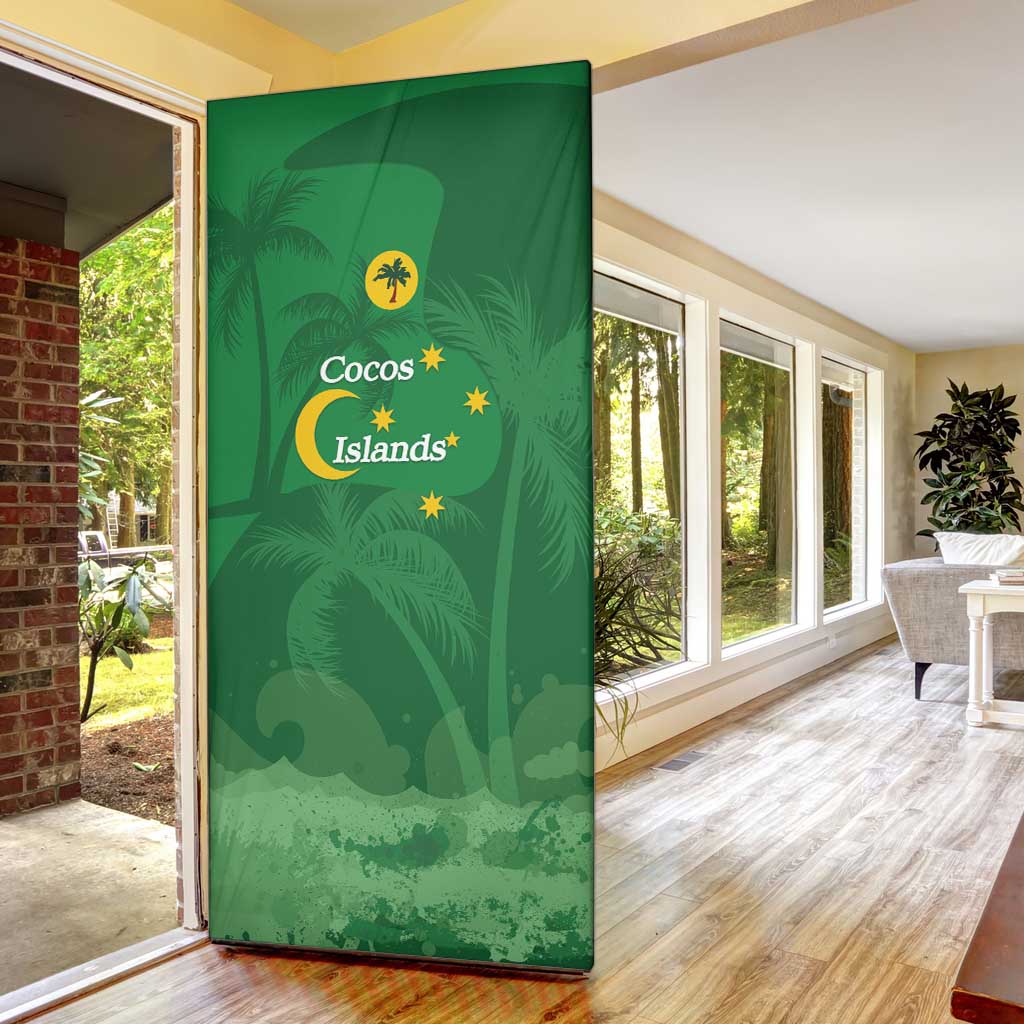 Australia Cocos Keeling Islands Door Cover Southern Cross Palm Tree Pattern - Aussie Hoodie