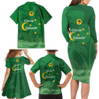 Australia Cocos Keeling Islands Family Matching Long Sleeve Bodycon Dress and Hawaiian Shirt Southern Cross Palm Tree Pattern - Aussie Hoodie