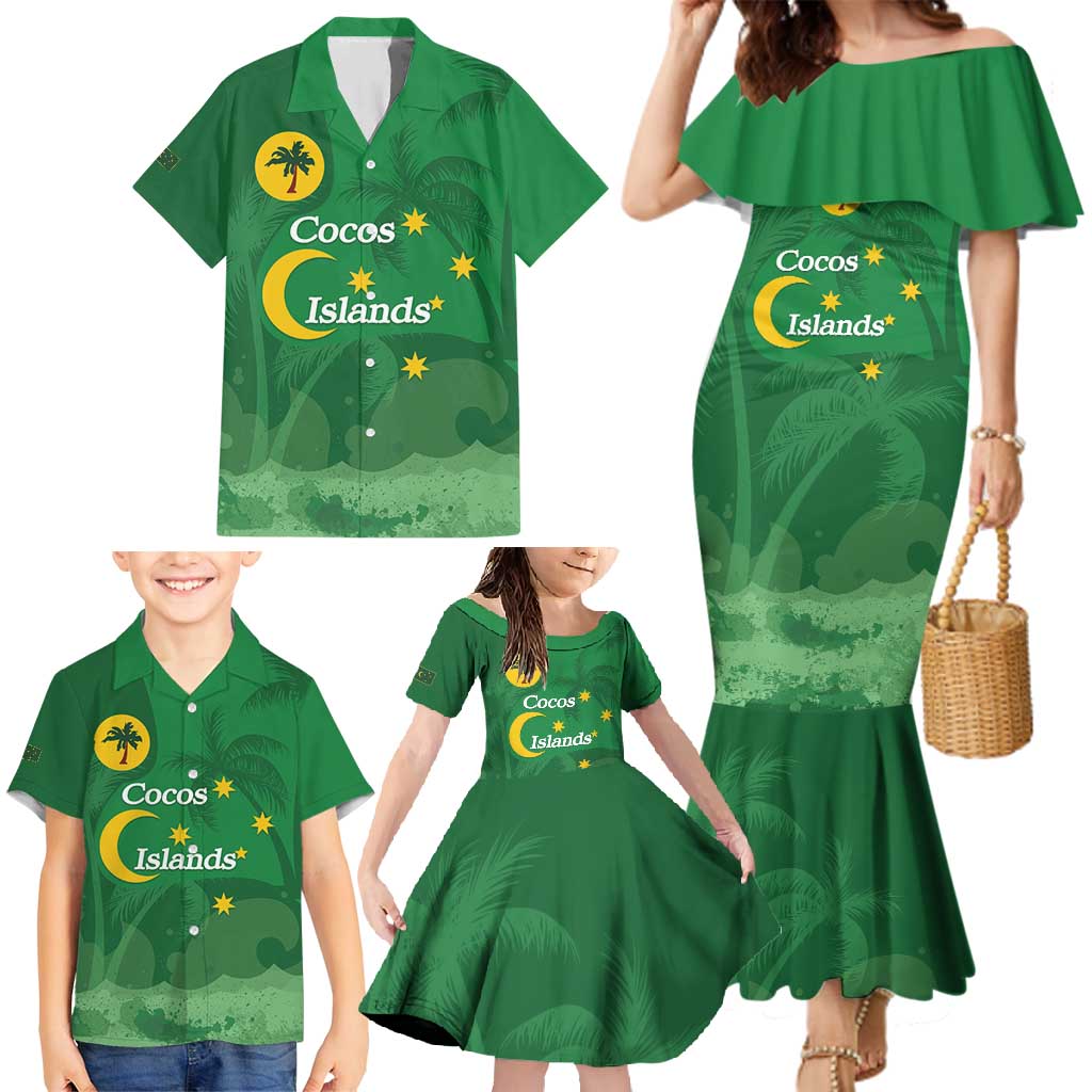 Australia Cocos Keeling Islands Family Matching Mermaid Dress and Hawaiian Shirt Southern Cross Palm Tree Pattern - Aussie Hoodie