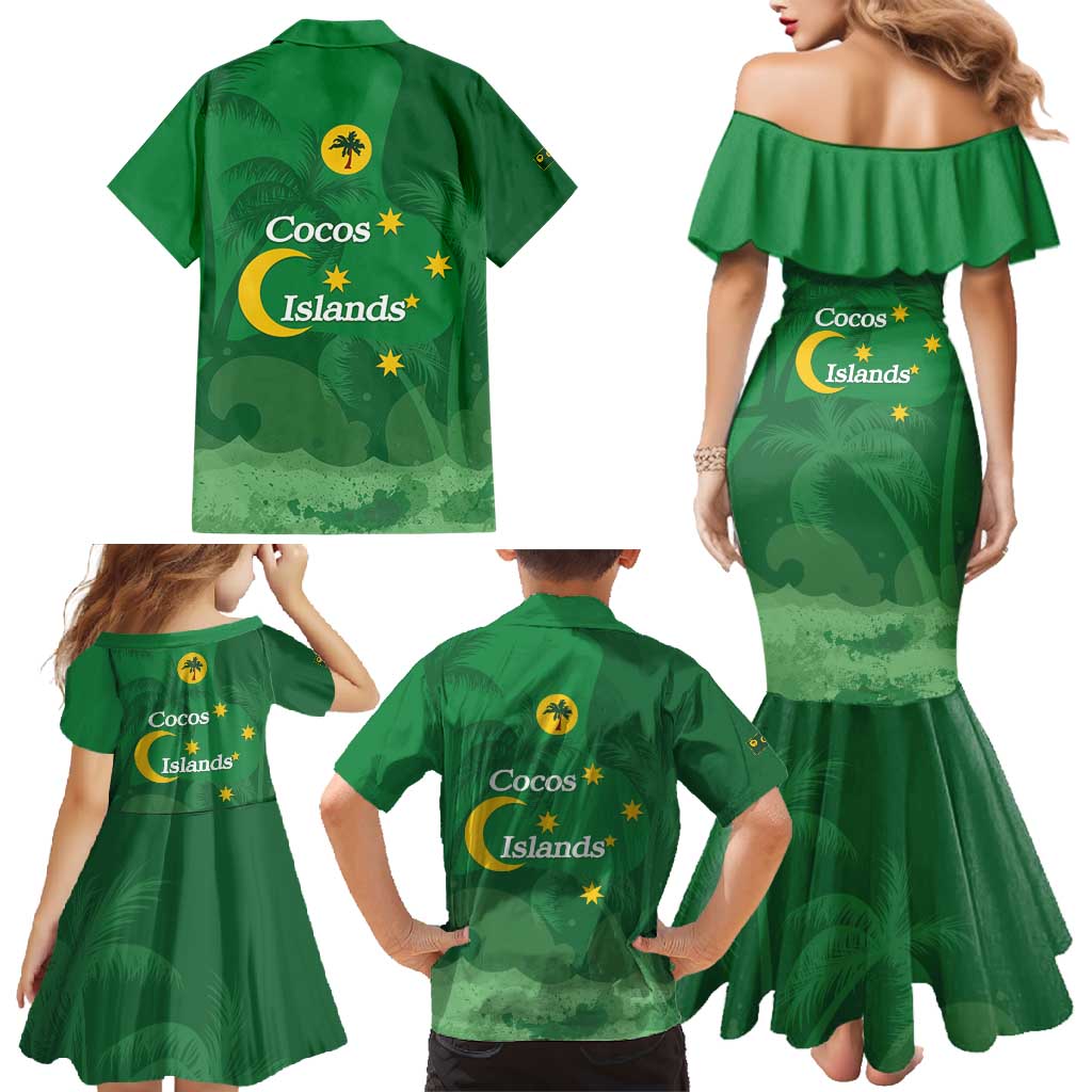 Australia Cocos Keeling Islands Family Matching Mermaid Dress and Hawaiian Shirt Southern Cross Palm Tree Pattern - Aussie Hoodie