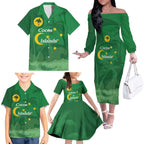 Australia Cocos Keeling Islands Family Matching Off The Shoulder Long Sleeve Dress and Hawaiian Shirt Southern Cross Palm Tree Pattern - Aussie Hoodie