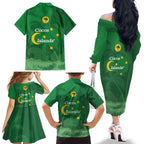 Australia Cocos Keeling Islands Family Matching Off The Shoulder Long Sleeve Dress and Hawaiian Shirt Southern Cross Palm Tree Pattern - Aussie Hoodie