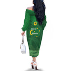 Australia Cocos Keeling Islands Family Matching Off The Shoulder Long Sleeve Dress and Hawaiian Shirt Southern Cross Palm Tree Pattern - Aussie Hoodie
