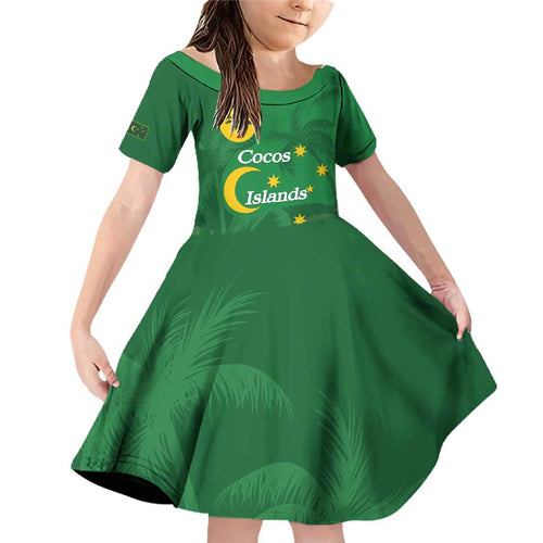 Australia Cocos Keeling Islands Family Matching Off Shoulder Short Dress and Hawaiian Shirt Southern Cross Palm Tree Pattern - Aussie Hoodie