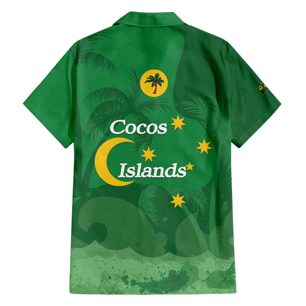 Australia Cocos Keeling Islands Family Matching Off Shoulder Short Dress and Hawaiian Shirt Southern Cross Palm Tree Pattern - Aussie Hoodie