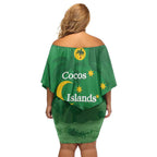 Australia Cocos Keeling Islands Family Matching Off Shoulder Short Dress and Hawaiian Shirt Southern Cross Palm Tree Pattern - Aussie Hoodie