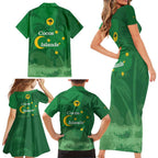 Australia Cocos Keeling Islands Family Matching Short Sleeve Bodycon Dress and Hawaiian Shirt Southern Cross Palm Tree Pattern - Aussie Hoodie
