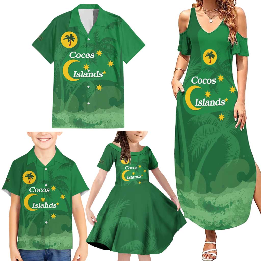 Australia Cocos Keeling Islands Family Matching Summer Maxi Dress and Hawaiian Shirt Southern Cross Palm Tree Pattern - Aussie Hoodie