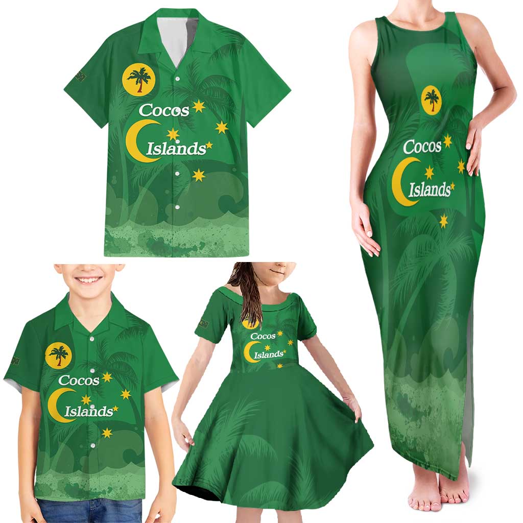 Australia Cocos Keeling Islands Family Matching Tank Maxi Dress and Hawaiian Shirt Southern Cross Palm Tree Pattern - Aussie Hoodie