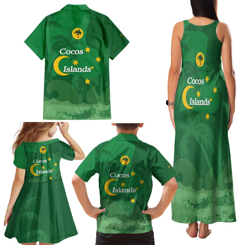 Australia Cocos Keeling Islands Family Matching Tank Maxi Dress and Hawaiian Shirt Southern Cross Palm Tree Pattern - Aussie Hoodie