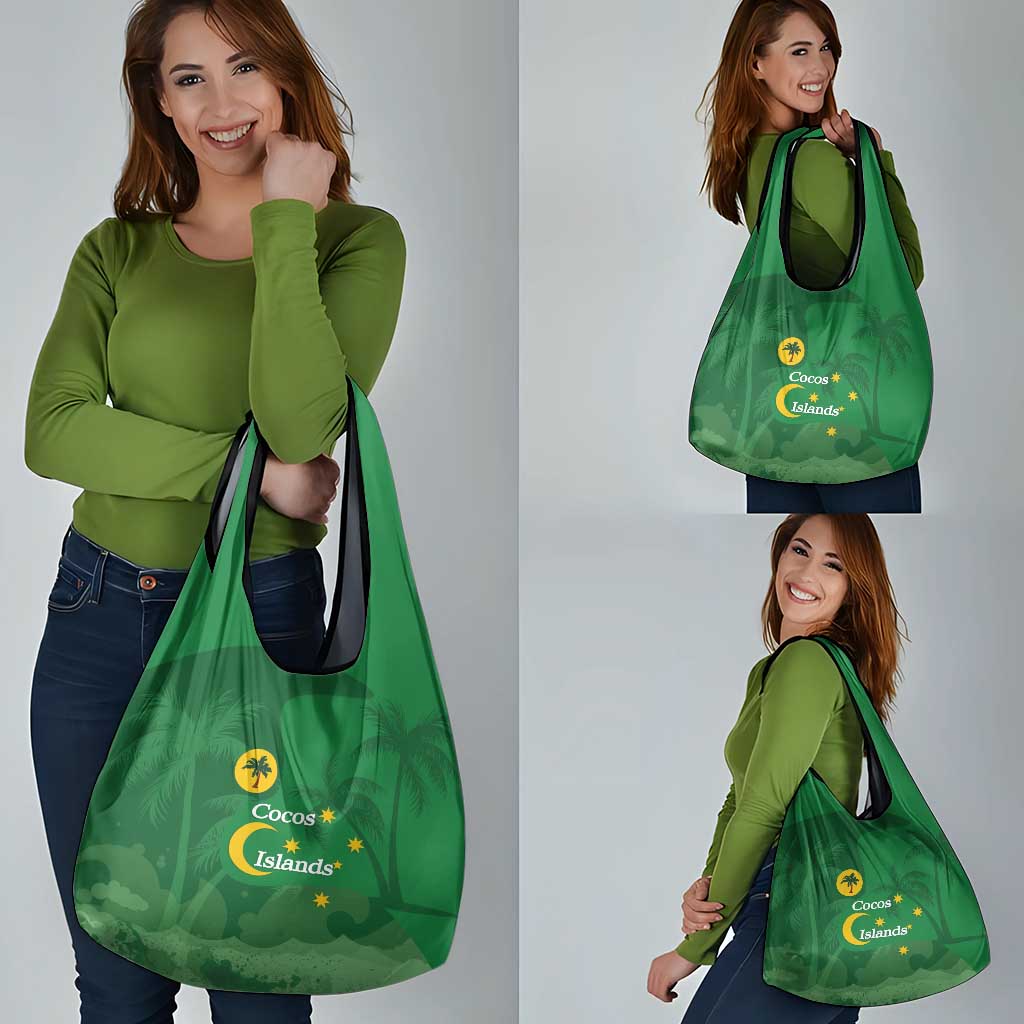 Australia Cocos Keeling Islands Grocery Bag Southern Cross Palm Tree Pattern - Aussie Hoodie