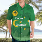 Australia Cocos Keeling Islands Hawaiian Shirt Southern Cross Palm Tree Pattern - Aussie Hoodie