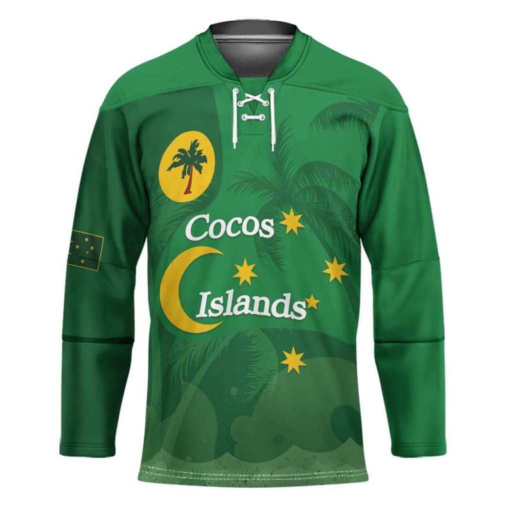 Australia Cocos Keeling Islands Hockey Jersey Southern Cross Palm Tree Pattern - Aussie Hoodie