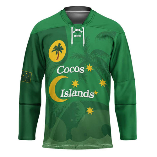Australia Cocos Keeling Islands Hockey Jersey Southern Cross Palm Tree Pattern - Aussie Hoodie