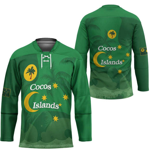 Australia Cocos Keeling Islands Hockey Jersey Southern Cross Palm Tree Pattern - Aussie Hoodie