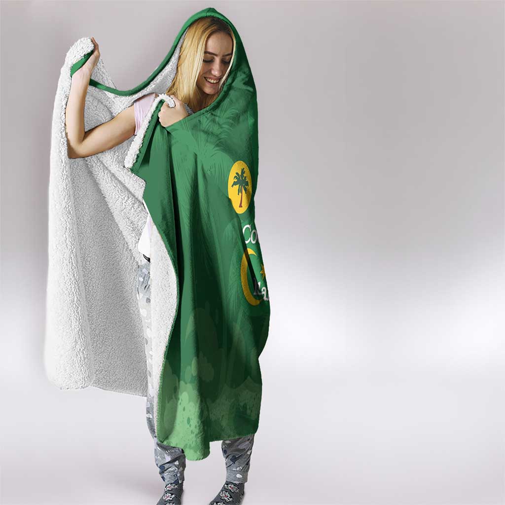 Australia Cocos Keeling Islands Hooded Blanket Southern Cross Palm Tree Pattern - Aussie Hoodie