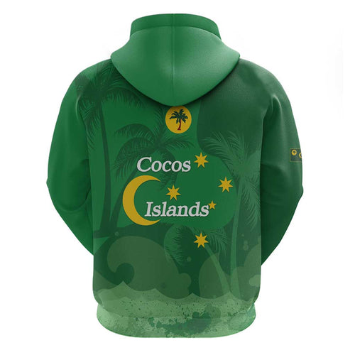 Australia Cocos Keeling Islands Hoodie Southern Cross Palm Tree Pattern - Aussie Hoodie