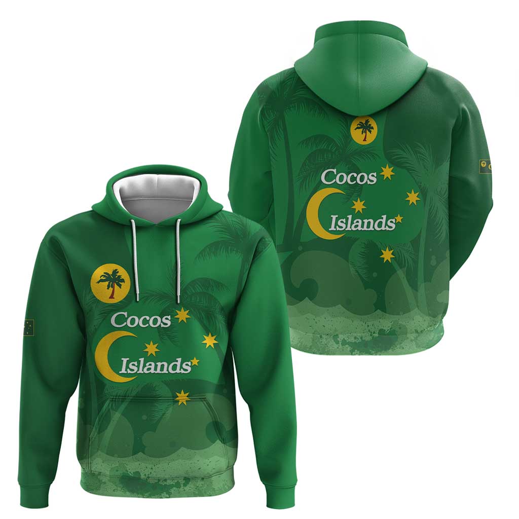 Australia Cocos Keeling Islands Hoodie Southern Cross Palm Tree Pattern - Aussie Hoodie