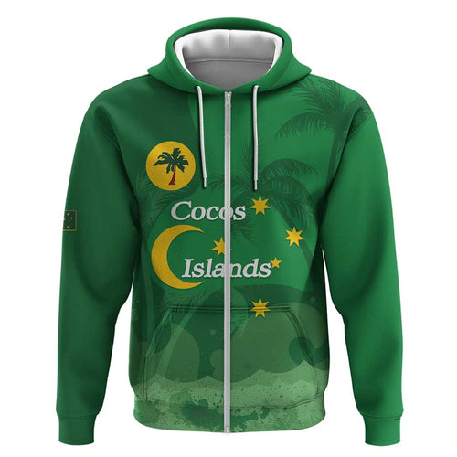 Australia Cocos Keeling Islands Hoodie Southern Cross Palm Tree Pattern - Aussie Hoodie