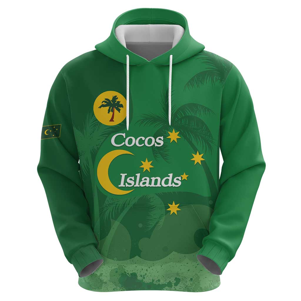 Australia Cocos Keeling Islands Hoodie Southern Cross Palm Tree Pattern - Aussie Hoodie