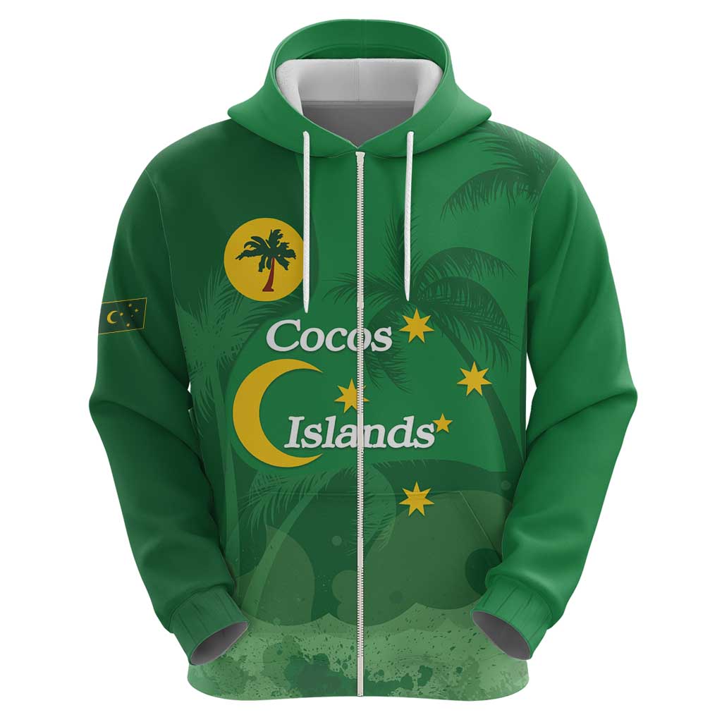 Australia Cocos Keeling Islands Hoodie Southern Cross Palm Tree Pattern - Aussie Hoodie