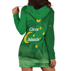 Australia Cocos Keeling Islands Hoodie Dress Southern Cross Palm Tree Pattern - Aussie Hoodie