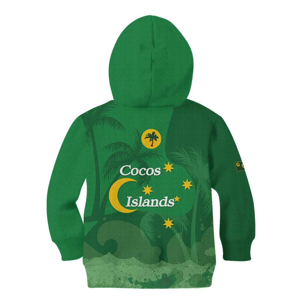Australia Cocos Keeling Islands Kid Hoodie Southern Cross Palm Tree Pattern - Aussie Hoodie