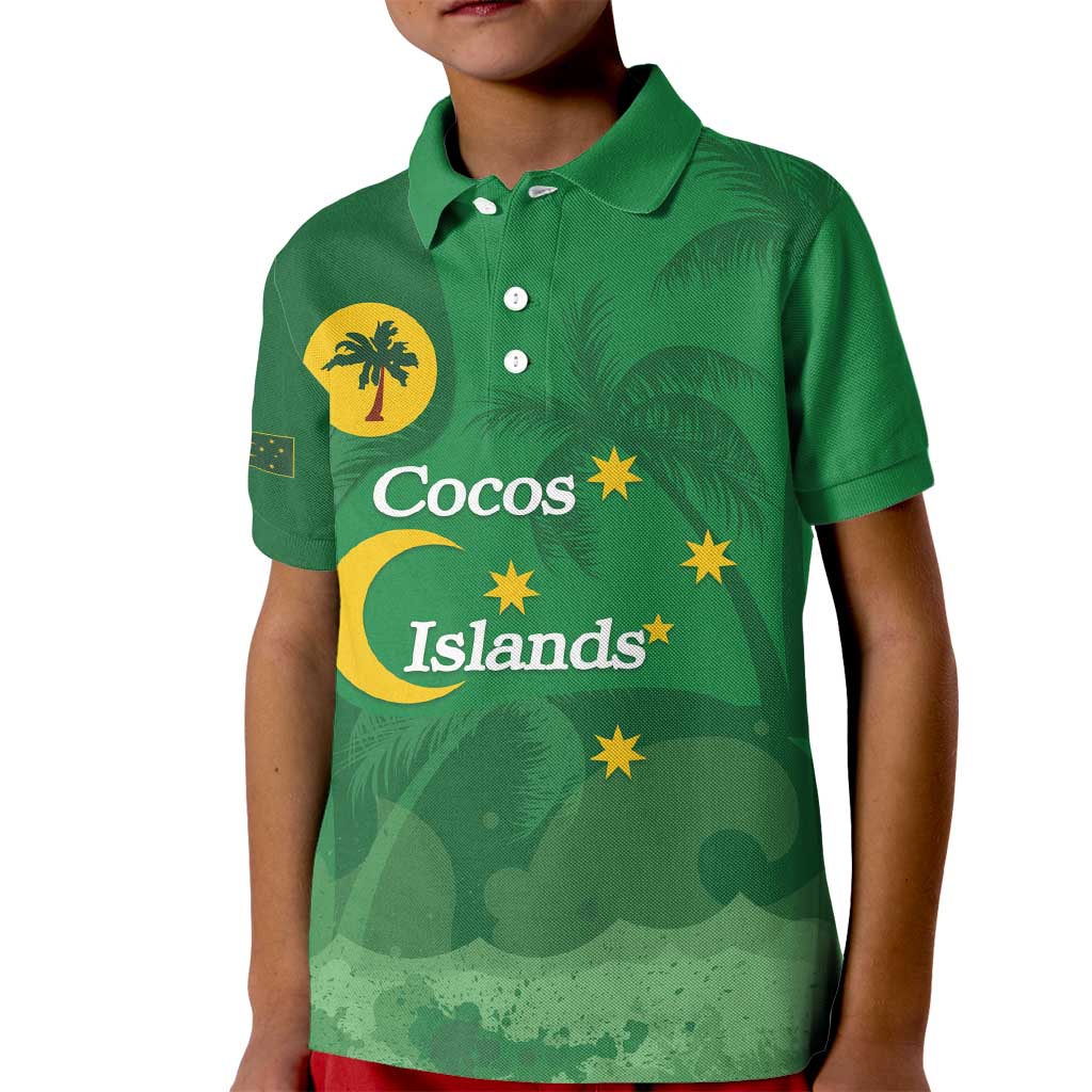 Australia Cocos Keeling Islands Kid Polo Shirt Southern Cross Palm Tree Pattern - Aussie Hoodie