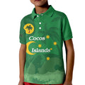 Australia Cocos Keeling Islands Kid Polo Shirt Southern Cross Palm Tree Pattern - Aussie Hoodie