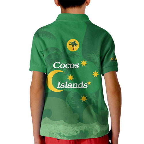 Australia Cocos Keeling Islands Kid Polo Shirt Southern Cross Palm Tree Pattern - Aussie Hoodie