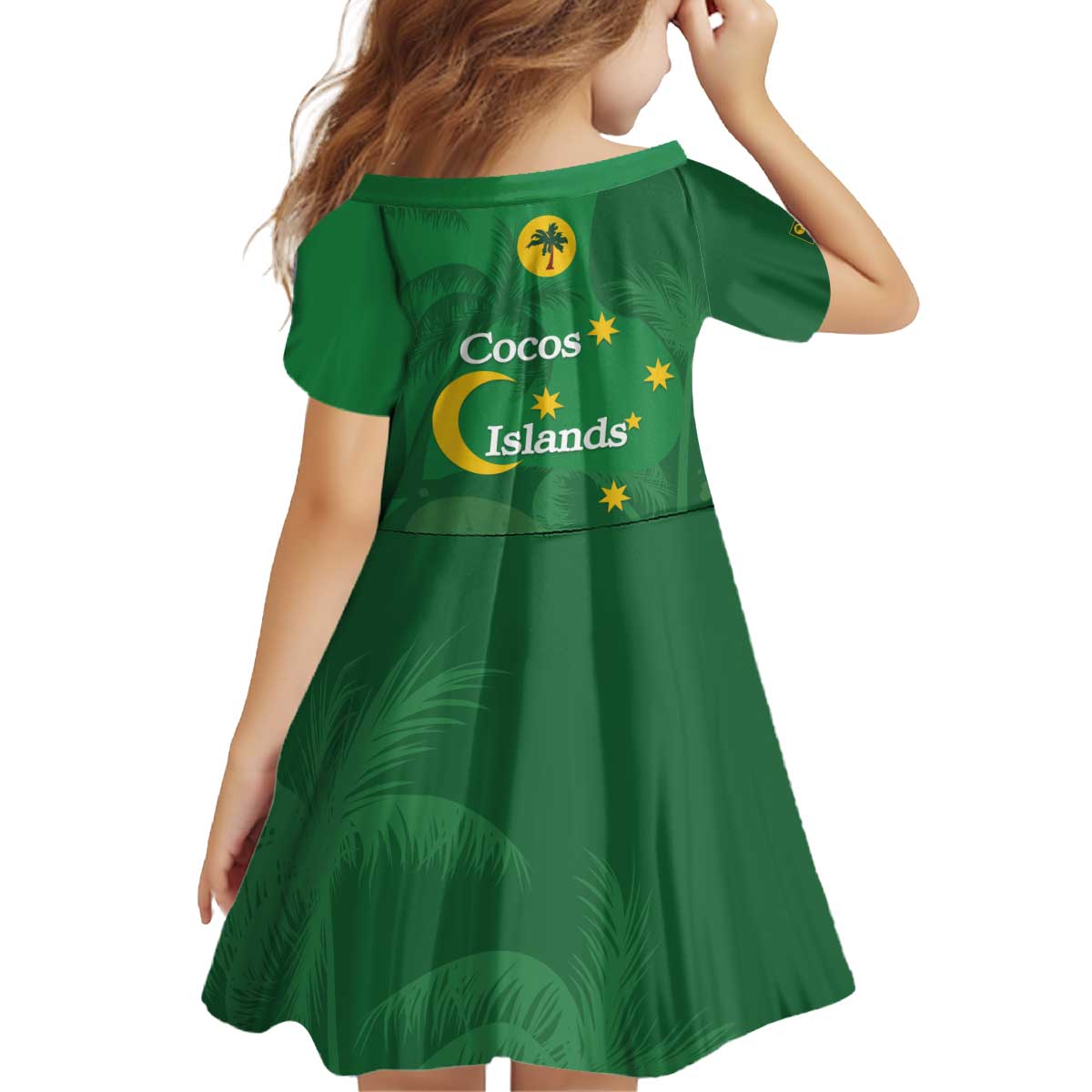 Australia Cocos Keeling Islands Kid Short Sleeve Dress Southern Cross Palm Tree Pattern - Aussie Hoodie